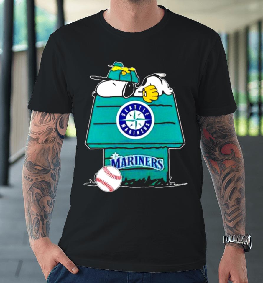 Seattle Mariners Snoopy And Woodstock The Peanuts Baseball Premium T-Shirt