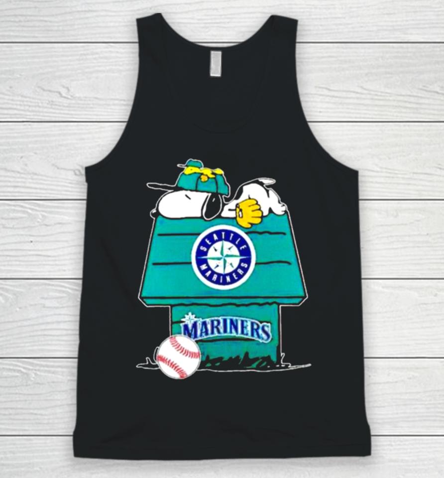 Seattle Mariners Snoopy And Woodstock The Peanuts Baseball Unisex Tank Top