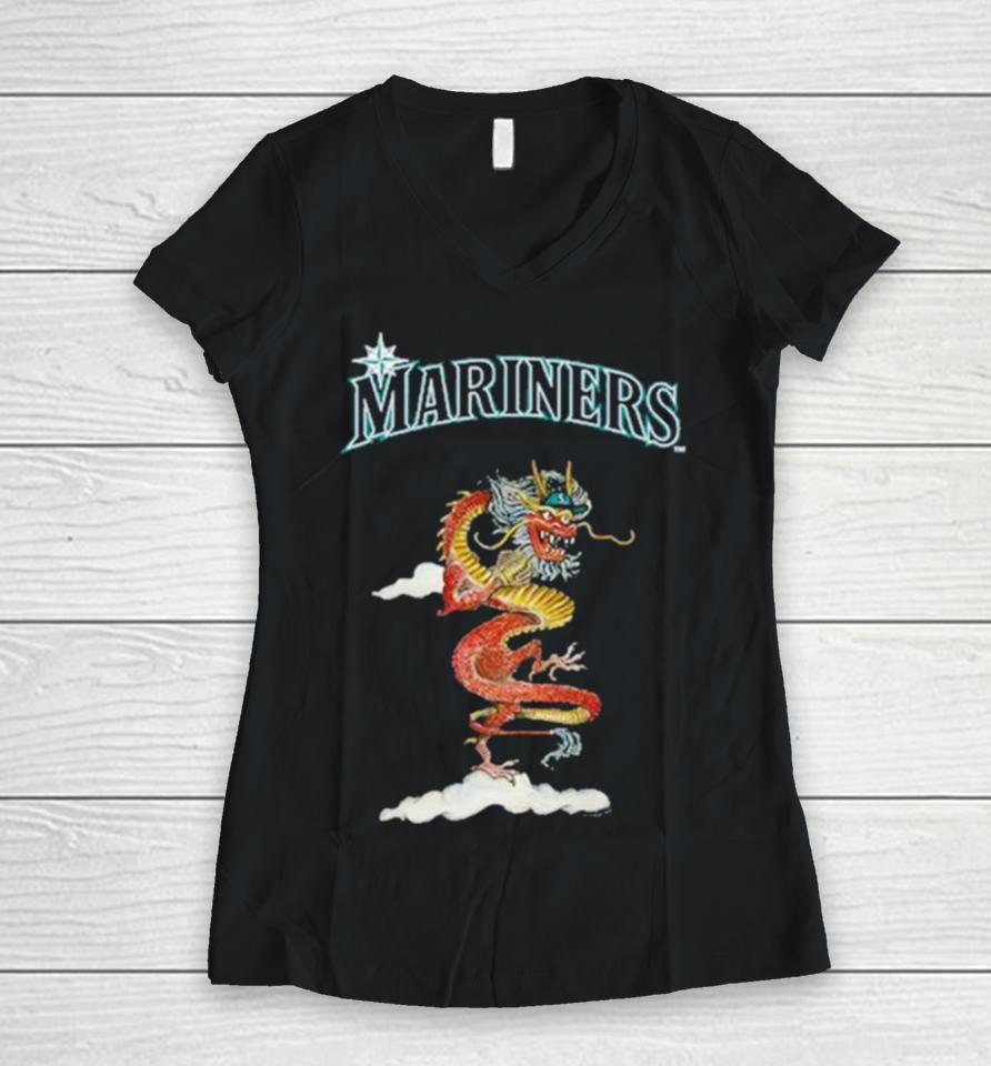 Seattle Mariners Tiny Turnip Infant 2024 Year Of The Dragon Women V-Neck T-Shirt