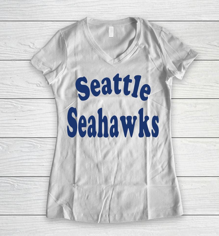 Seattle Seahawk Women V-Neck T-Shirt