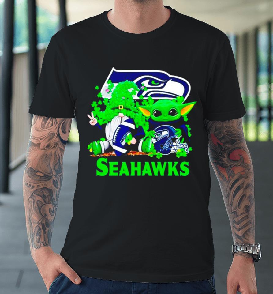 Seattle Seahawks Baby Yoda Happy St.patrick’s Day Shamrock Premium T-Shirt