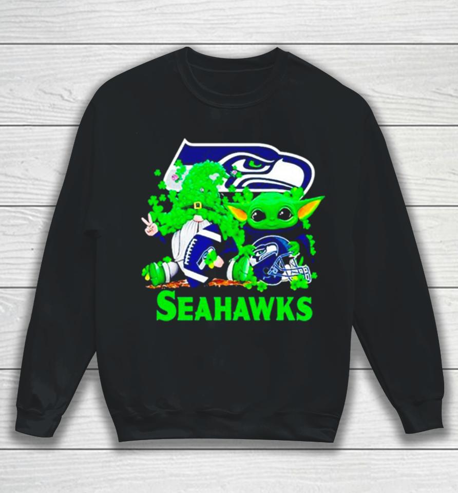 Seattle Seahawks Baby Yoda Happy St.patrick’s Day Shamrock Sweatshirt