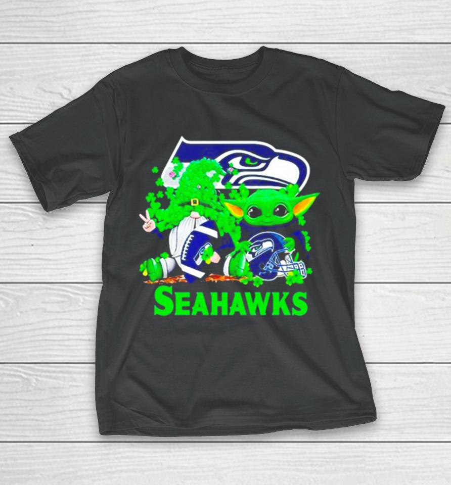 Seattle Seahawks Baby Yoda Happy St.patrick’s Day Shamrock T-Shirt