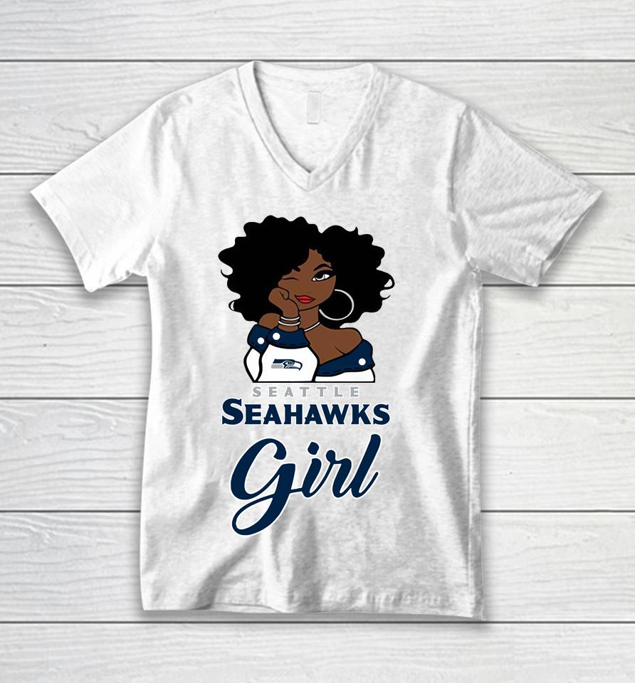 Seattle Seahawks Girl Nfl Unisex V-Neck T-Shirt