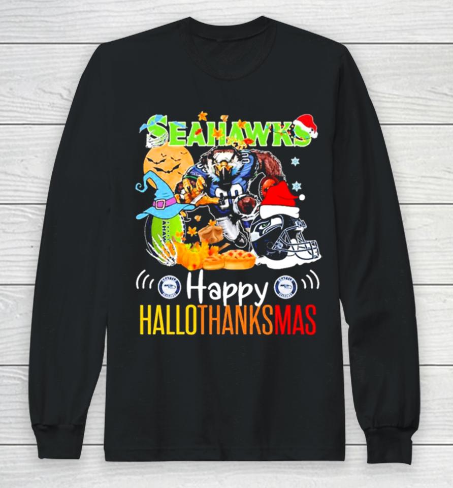 Seattle Seahawks Happy Hallothanksmas 2023 Long Sleeve T-Shirt