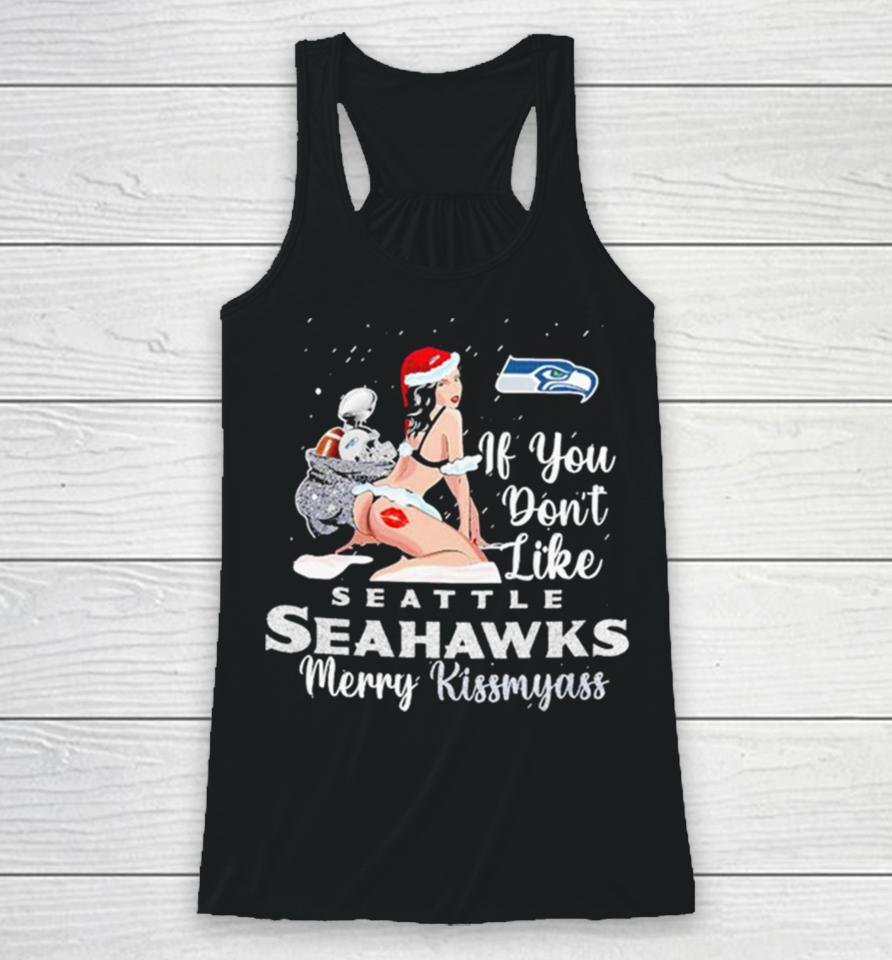 Seattle Seahawks Merry Kissmyass Christmas Ugly Sweatershirts Racerback Tank