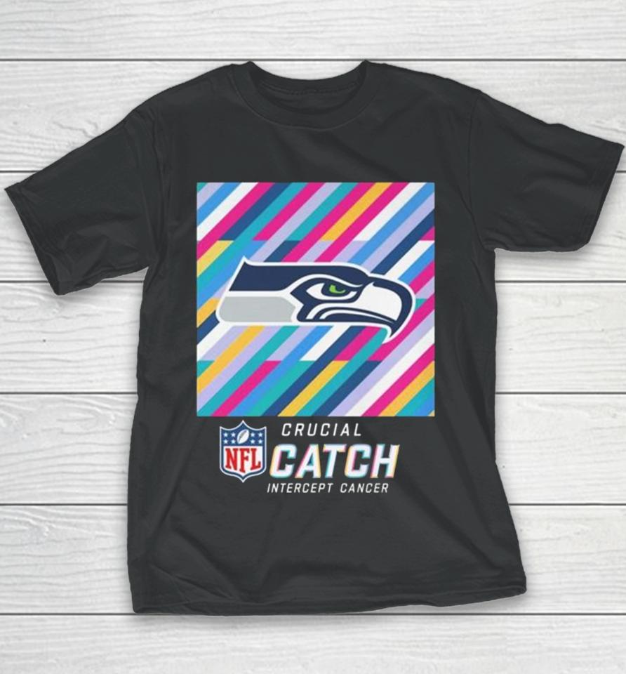 Seattle Seahawks Nfl Crucial Catch Intercept Cancer Youth T-Shirt