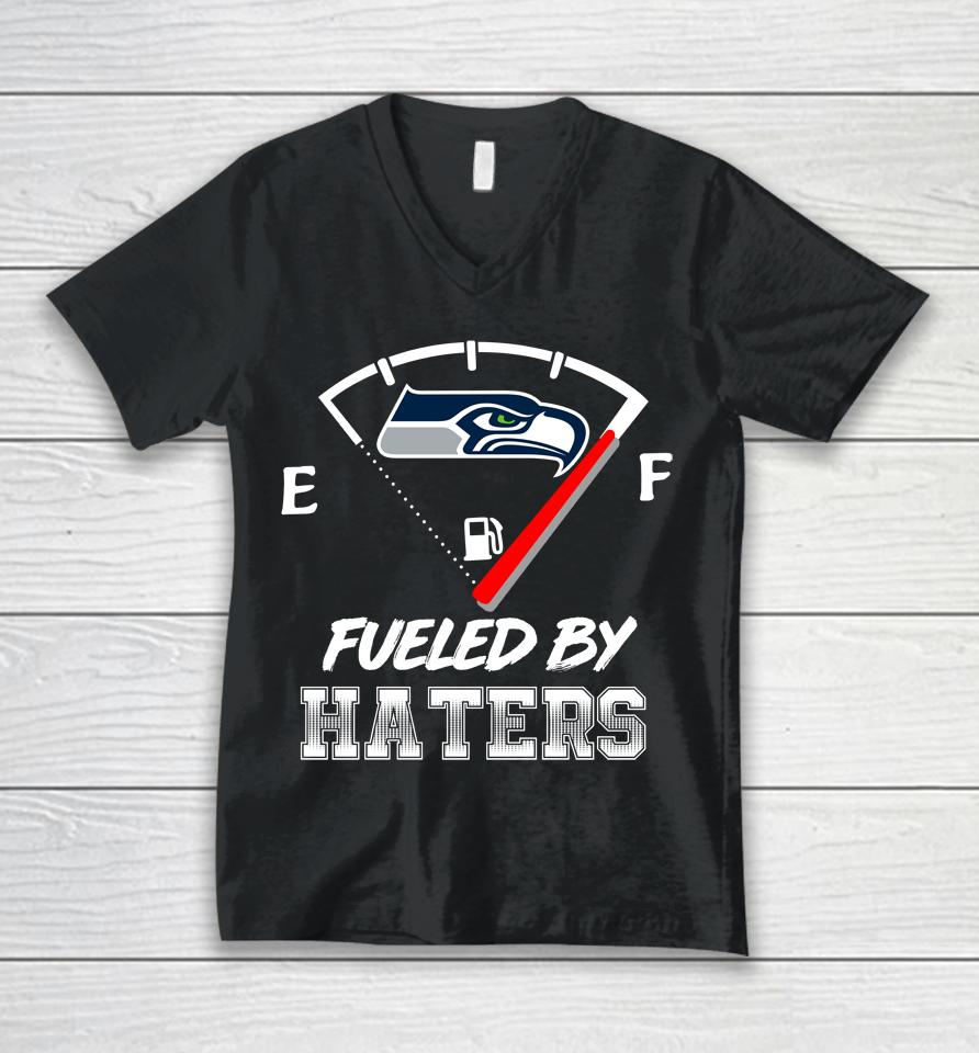 Seattle Seahawks Nfl Football Fueled By Haters Sports Unisex V-Neck T-Shirt