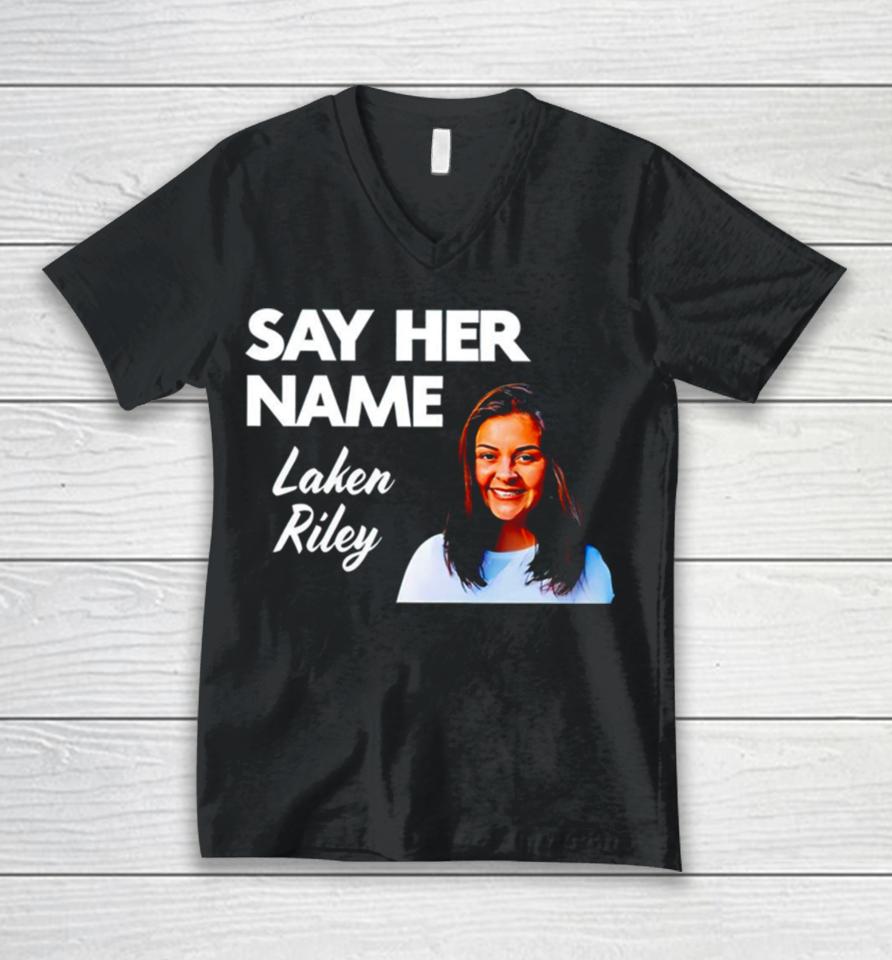 Sebastian Gorka Say Her Name Laken Riley Unisex V-Neck T-Shirt