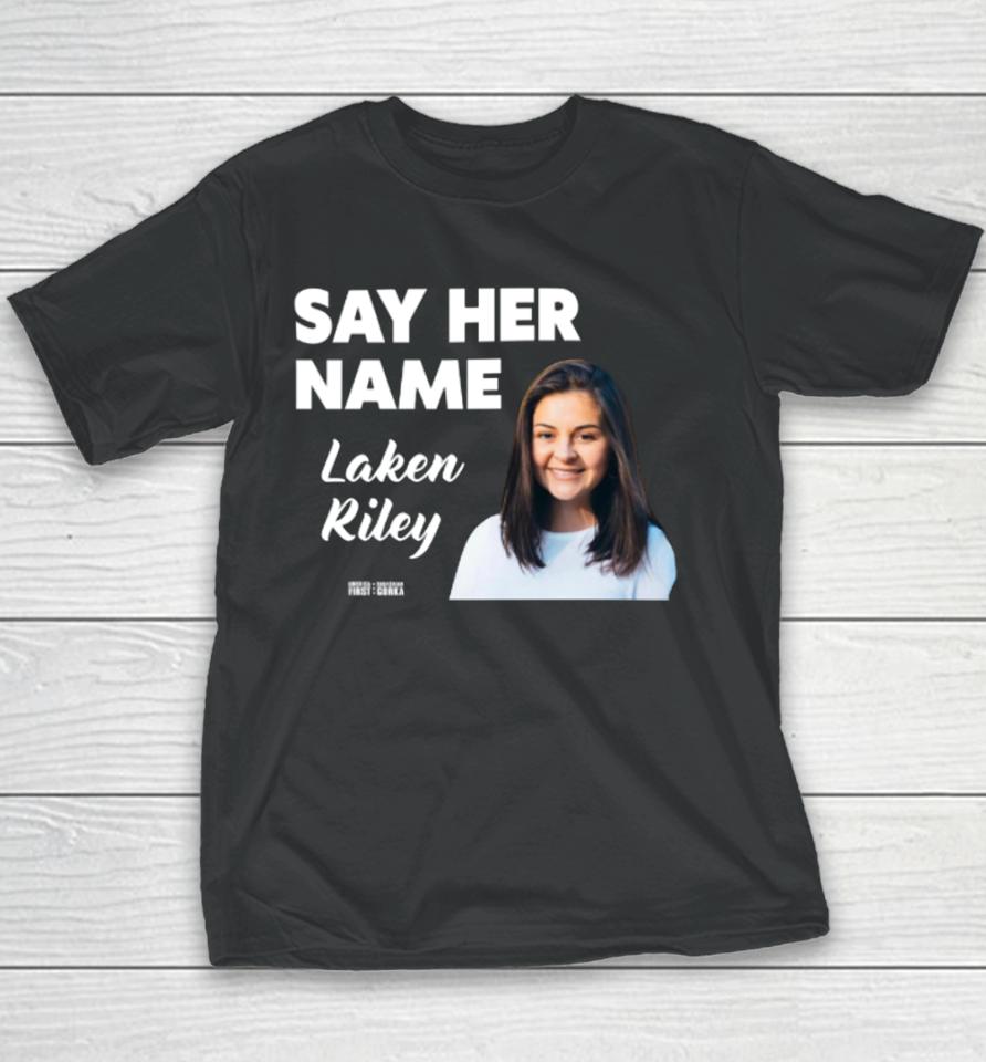 Sebastiangorkastore Say Her Name Laken Riley Youth T-Shirt