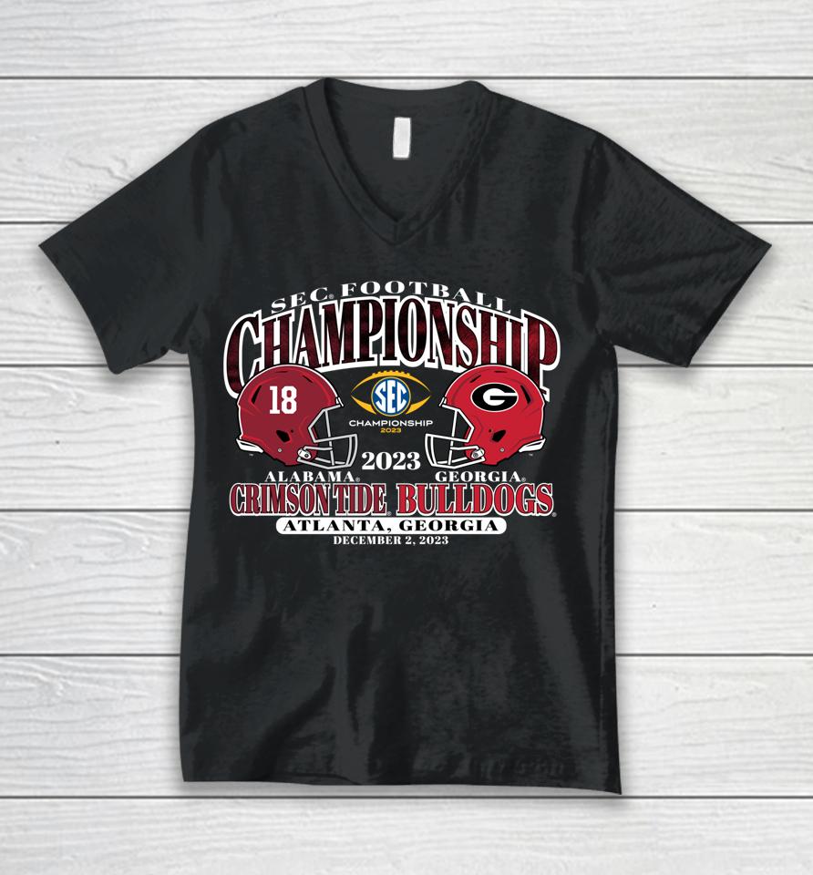 Sec Championship 2023 Alabama V Georgia Football Black Unisex V-Neck T-Shirt
