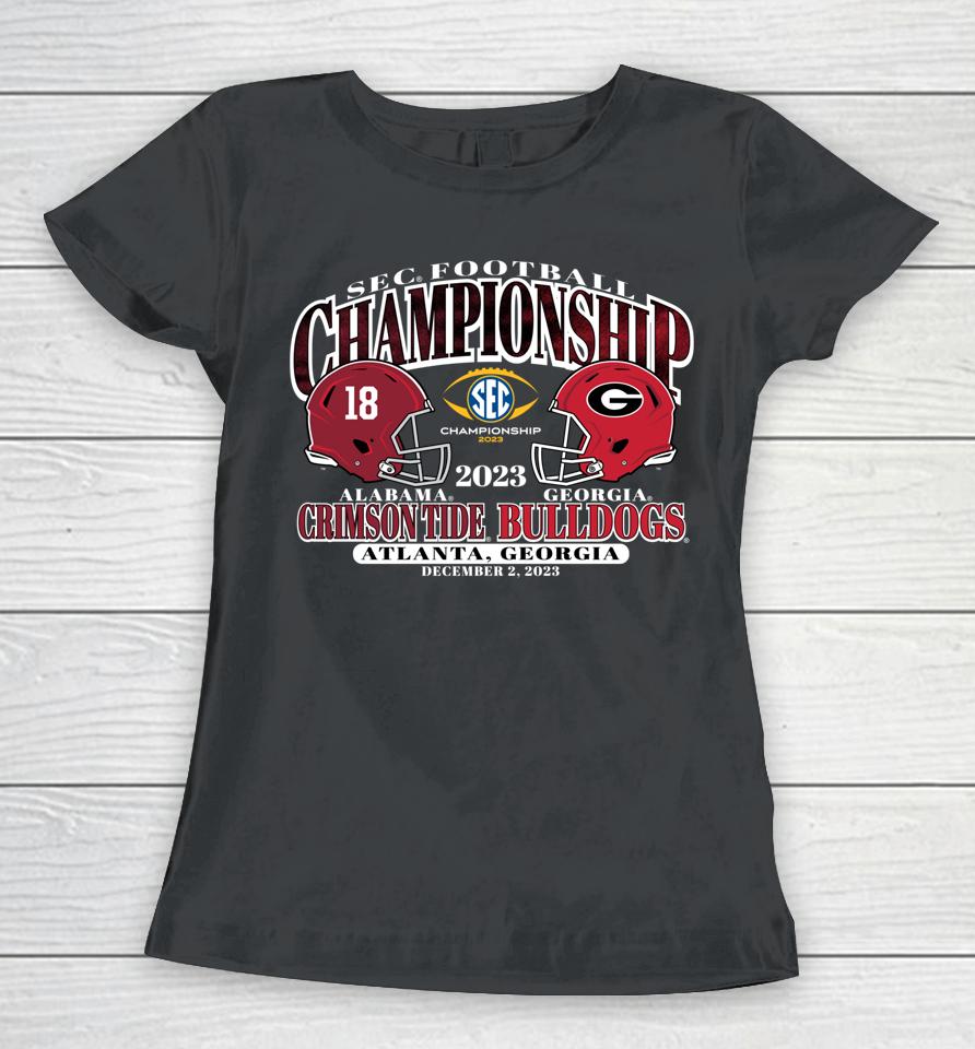 Sec Championship 2023 Alabama V Georgia Football Black Women T-Shirt