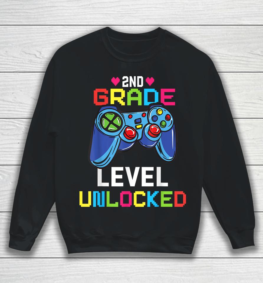 Second Grade Level Unlocked Gamer 1St Day Of School Boy Kids Sweatshirt