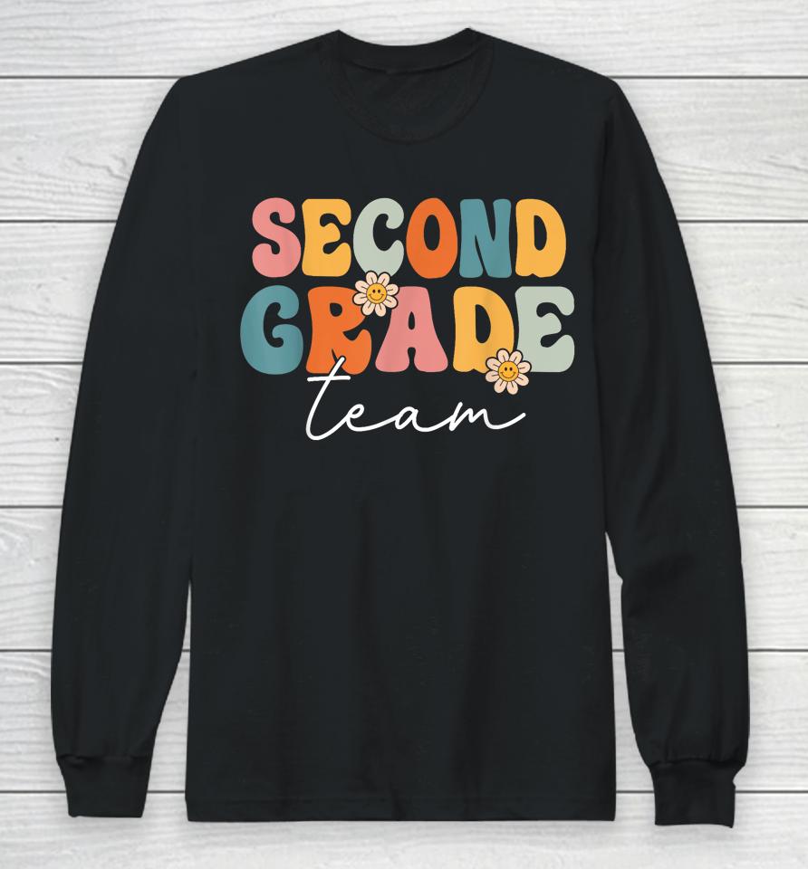 Second Grade Team Retro Groovy Back To School 2Nd Grade Long Sleeve T-Shirt