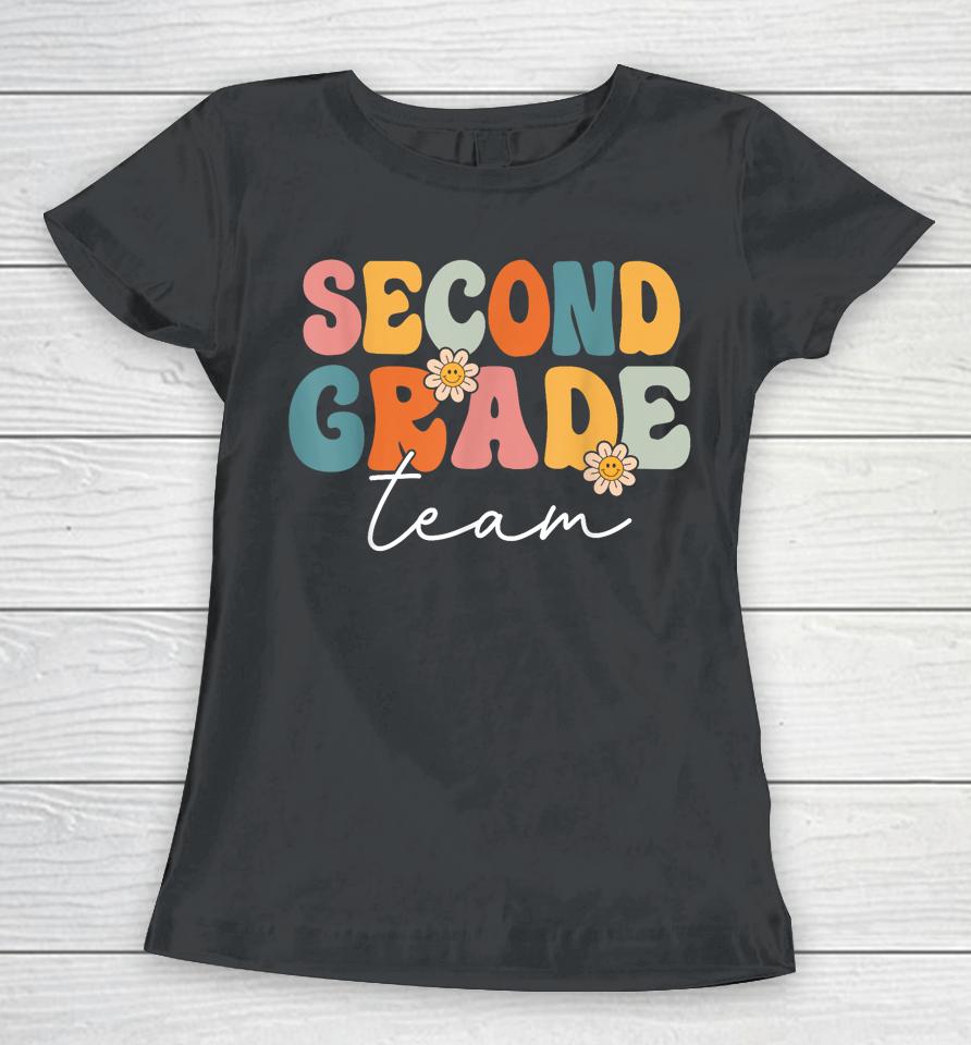 Second Grade Team Retro Groovy Back To School 2Nd Grade Women T-Shirt