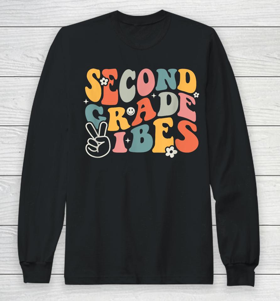Second Grade Vibes Team 2Nd Grade Groovy Back To School Long Sleeve T-Shirt