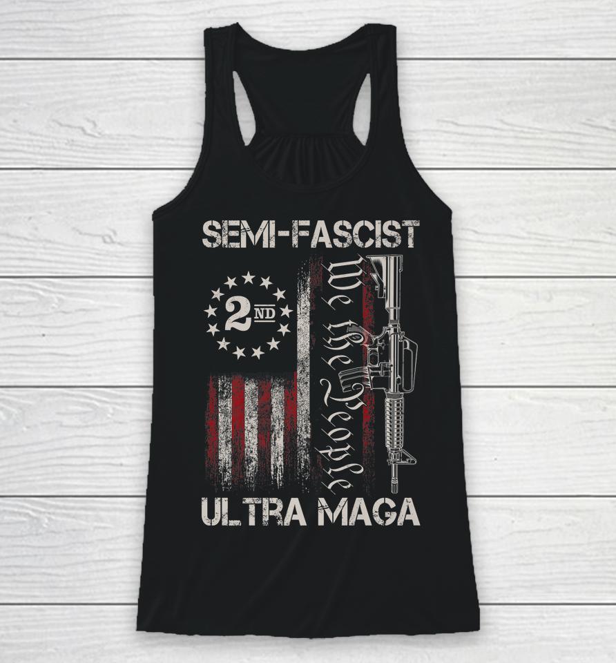 Semi-Fascist Ultra Maga Political Humor Biden Quotes Us Flag Racerback Tank