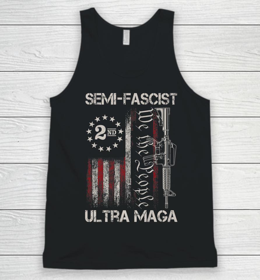 Semi-Fascist Ultra Maga Political Humor Biden Quotes Us Flag Unisex Tank Top
