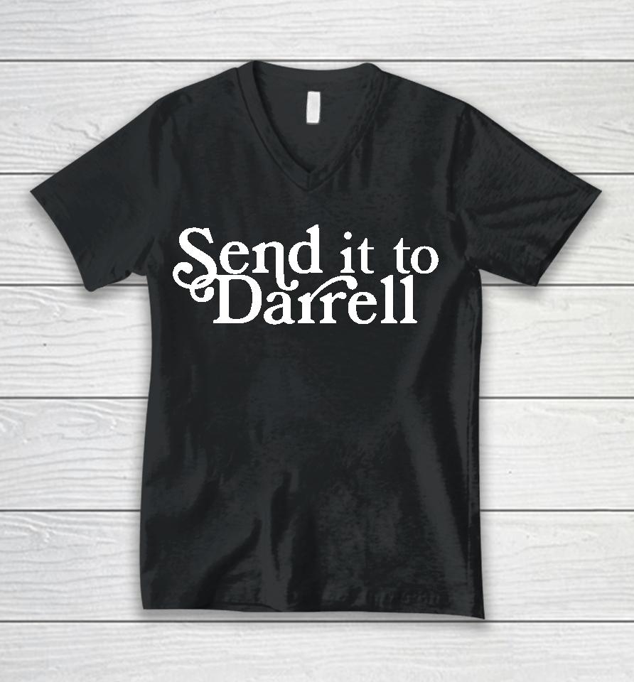 Send It To Darrell Black Unisex V-Neck T-Shirt