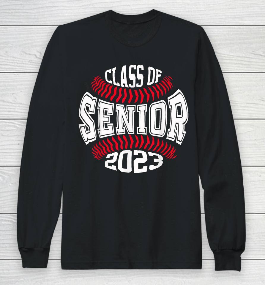 Senior 2023 Baseball Player Class Of 2023 Graduate Mom Boys Long Sleeve T-Shirt