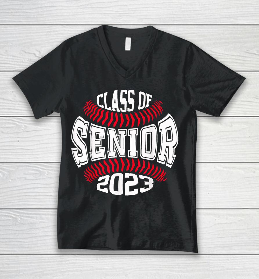 Senior 2023 Baseball Player Class Of 2023 Graduate Mom Boys Unisex V-Neck T-Shirt