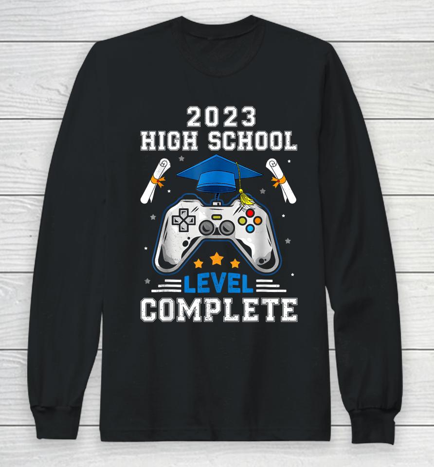 Senior Gamer 2023 High School Level Complete 2023 Grad Boys Long Sleeve T-Shirt