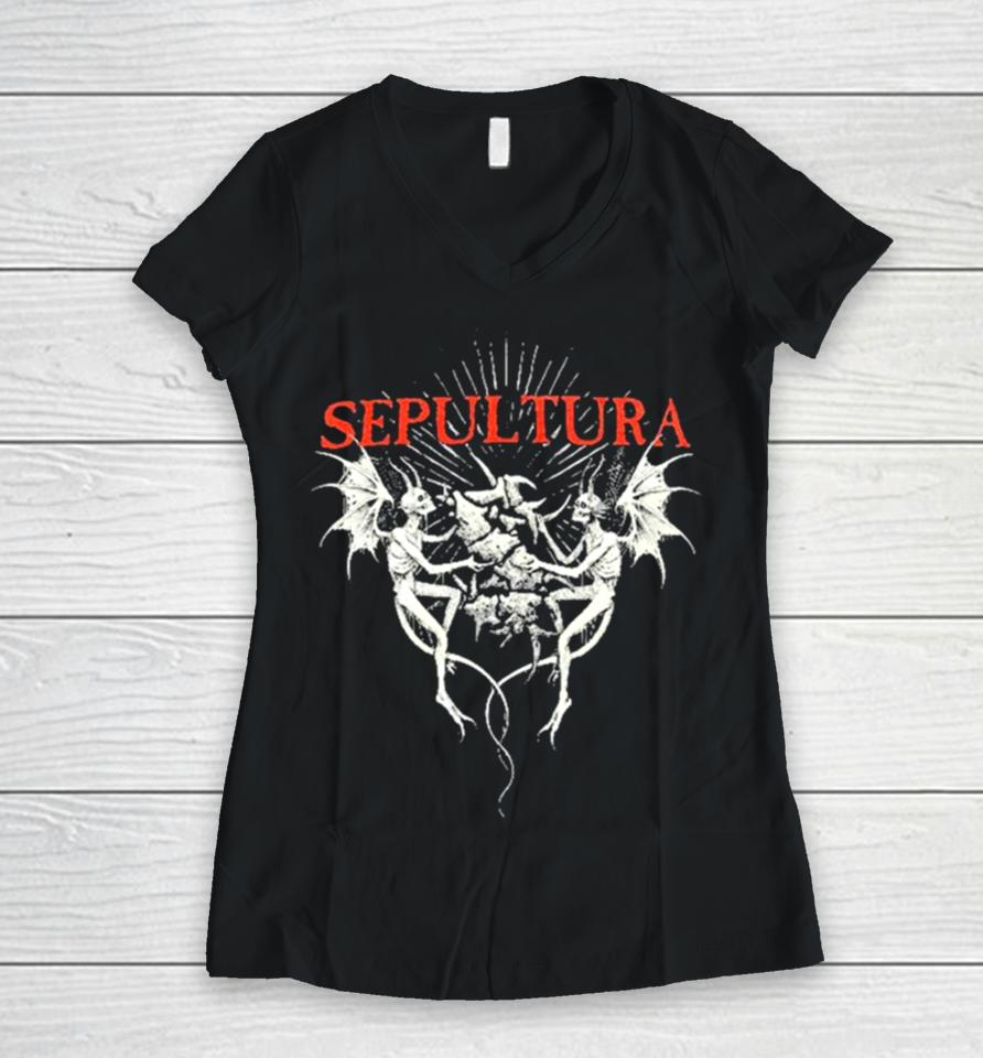 Sepultura 40Th Anniversary Sepultura Mmxxiii Women V-Neck T-Shirt