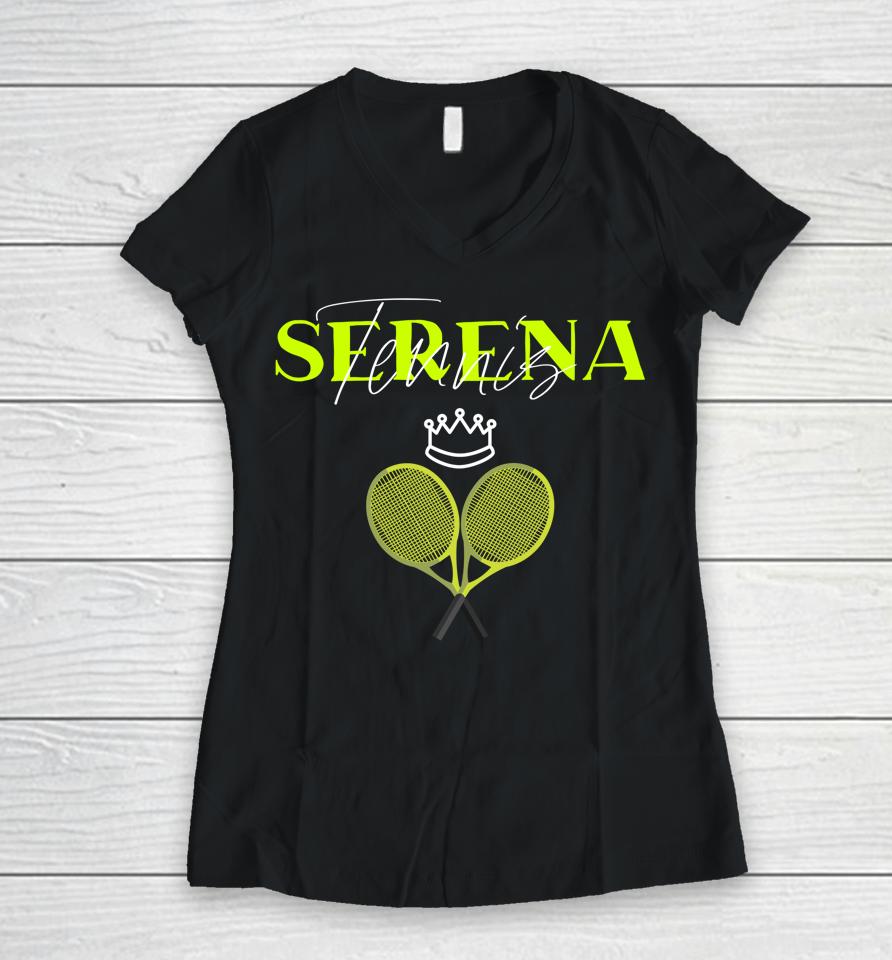 Serena Tennis Queen Goat Women V-Neck T-Shirt