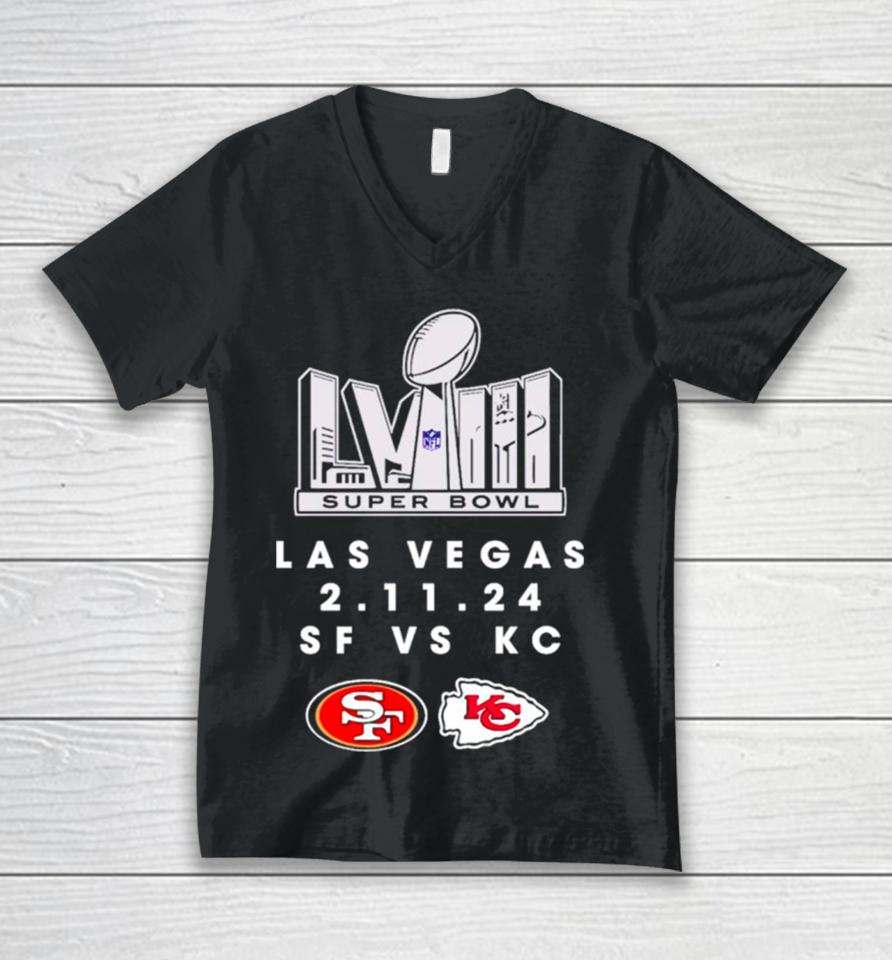 Sf 49Ers Vs Kc Chiefs Super Bowl Lviii Las Vegas Unisex V-Neck T-Shirt