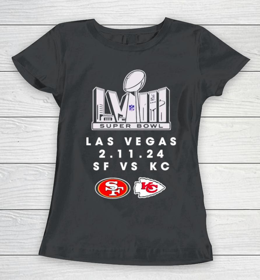 Sf 49Ers Vs Kc Chiefs Super Bowl Lviii Las Vegas Women T-Shirt