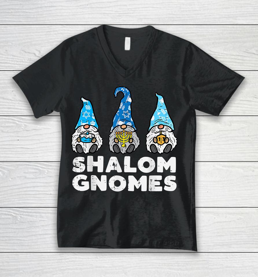 Shalom Gnomes Hanukkah Pajamas Chanukah Unisex V-Neck T-Shirt