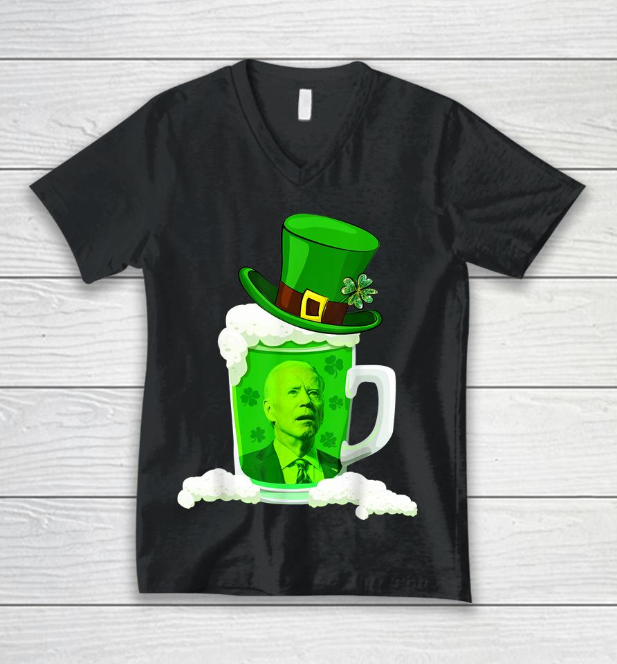 Shamrock Draft Beer Joe Biden St Patrick's Day Unisex V-Neck T-Shirt