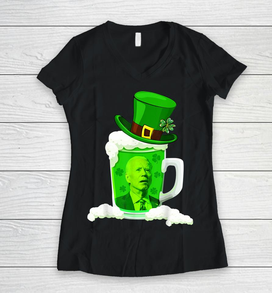 Shamrock Draft Beer Joe Biden St Patrick's Day Women V-Neck T-Shirt