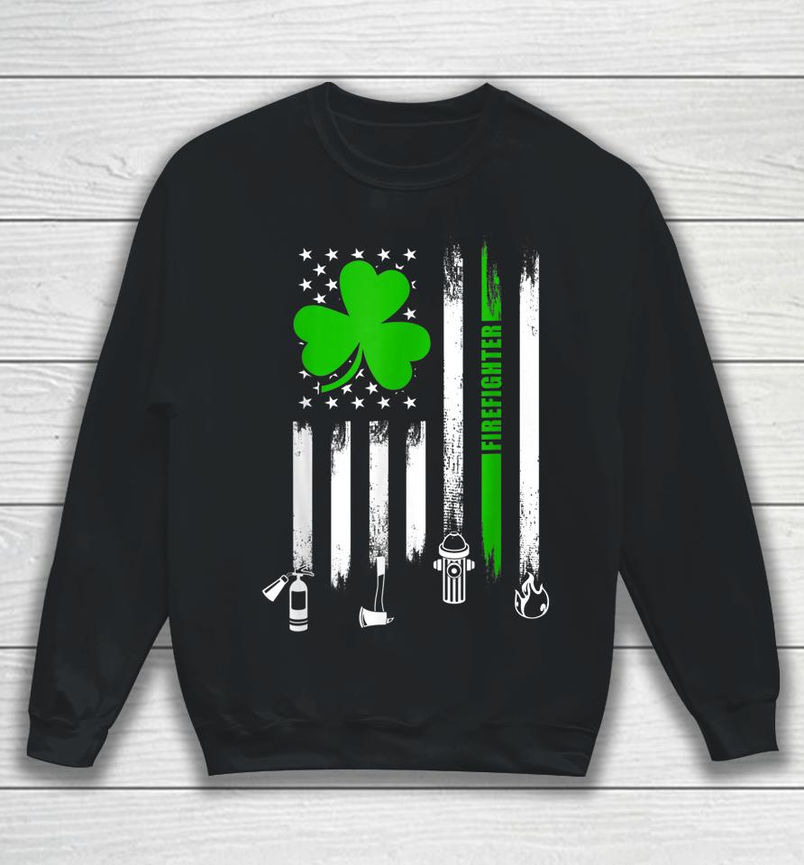 Shamrock Irish American Flag Firefighter St Patrick's Day Sweatshirt