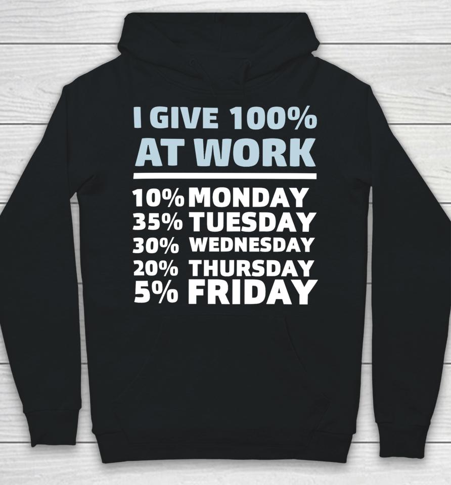 Shannon Sharpe I Give 100% At Work 10% Monday 35% Tuesday 30 % Wednesday 20% Thursday 5% Friday Hoodie