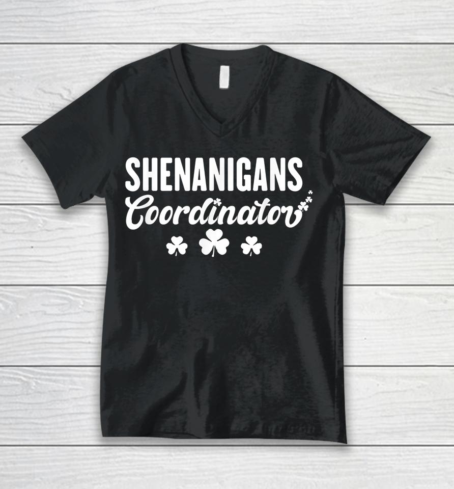 Shenanigans Coordinator Funny St Patrick Unisex V-Neck T-Shirt