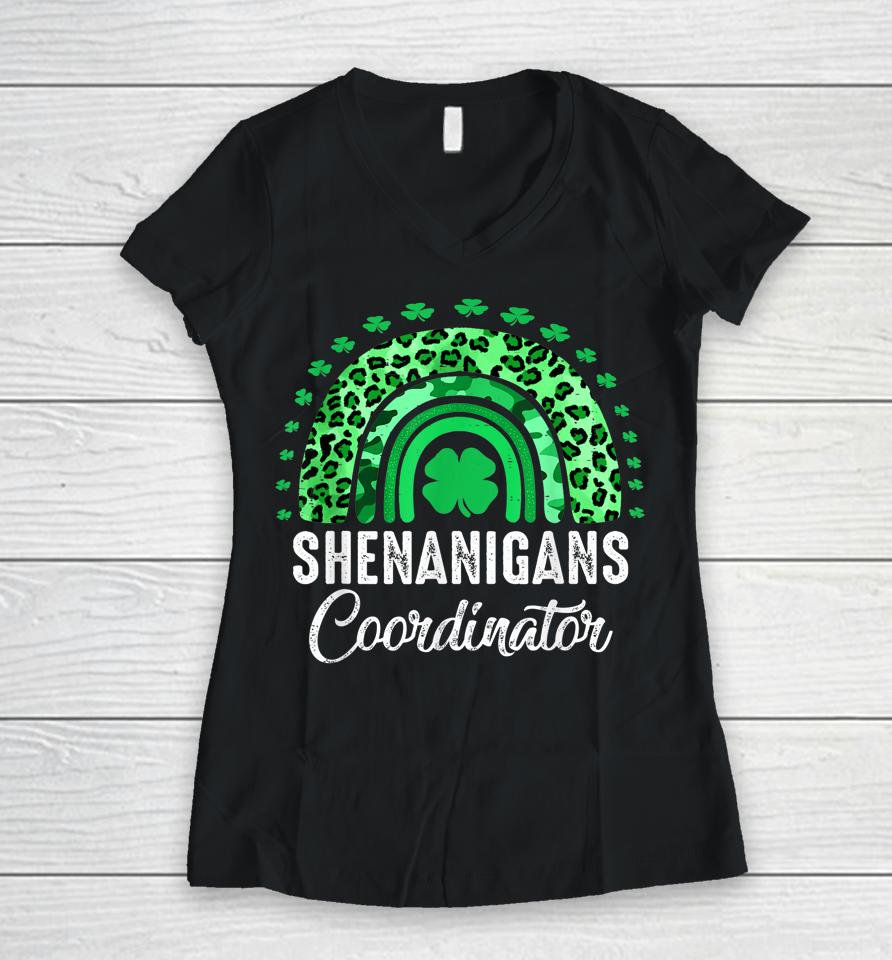 Shenanigans Coordinator Rainbow St Patricks Day Women V-Neck T-Shirt
