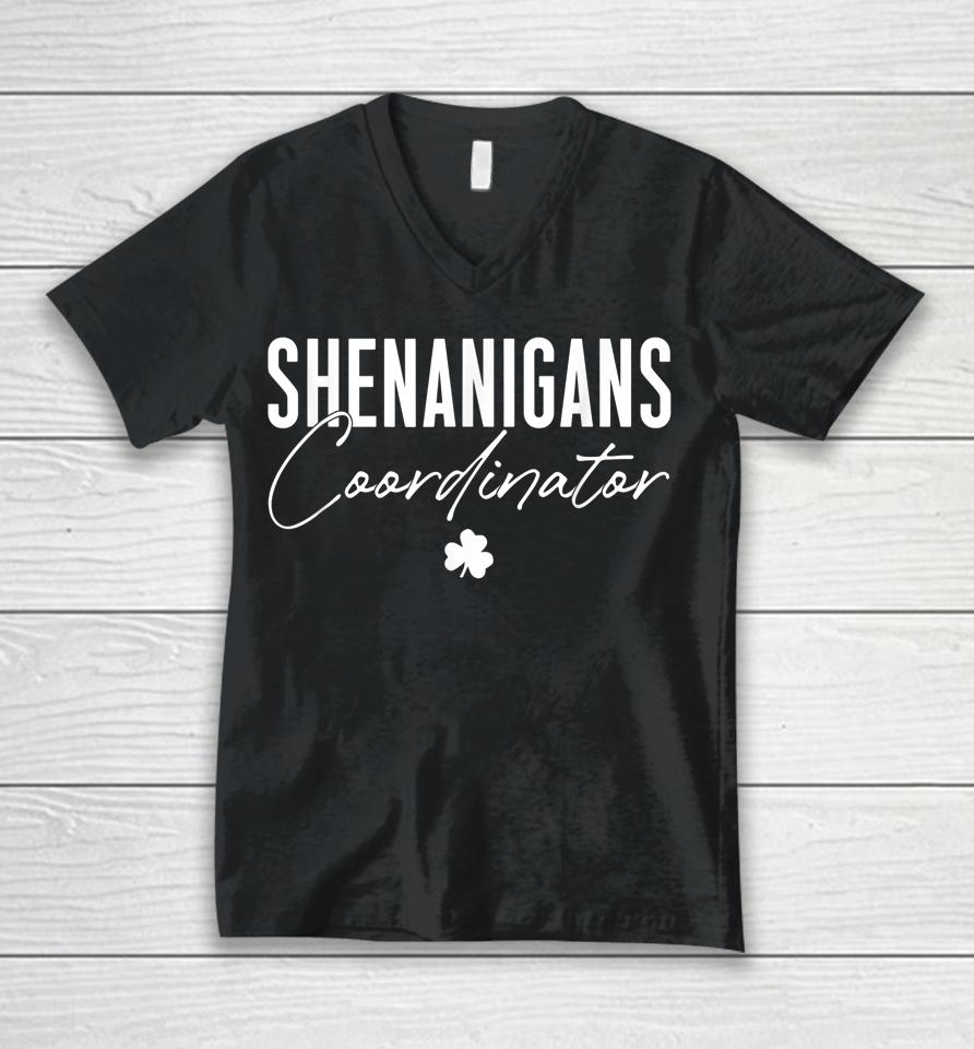 Shenanigans Coordinator St Patrick's Day Unisex V-Neck T-Shirt