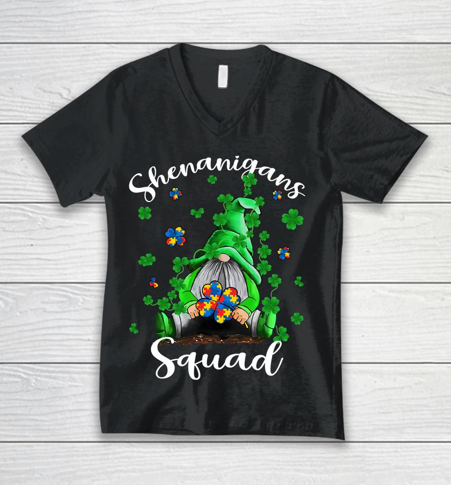 Shenanigans Squad Gnomes Autism St Patrick's Day Unisex V-Neck T-Shirt