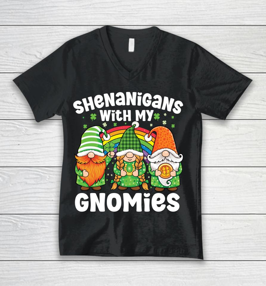 Shenanigans With My Gnomies St Patrick's Day Gnome Shamrock Unisex V-Neck T-Shirt