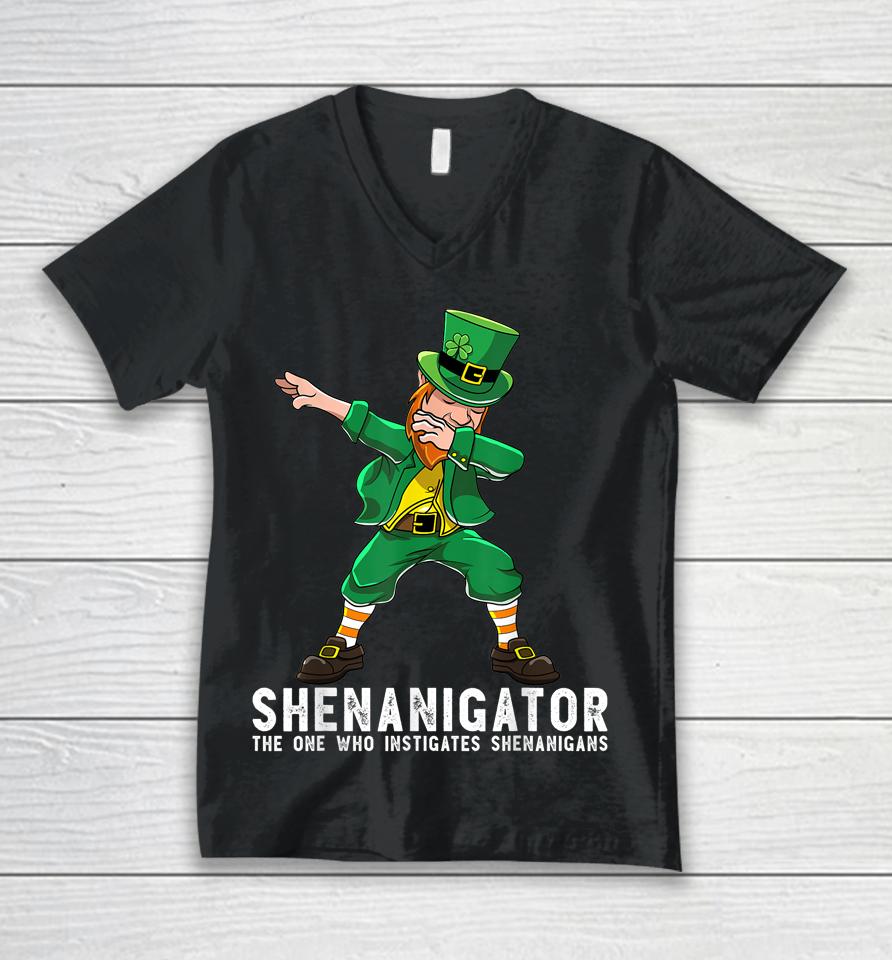 Shenanigator Dabbing Leprechaun St Patrick's Day Unisex V-Neck T-Shirt