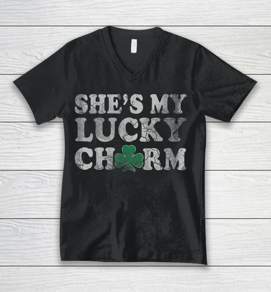 She's My Lucky Charm Couples Matching St Patrick's Day Unisex V-Neck T-Shirt