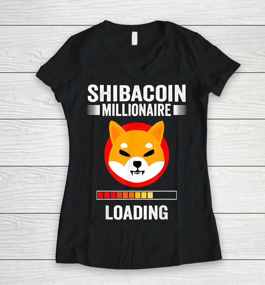 Shiba Coin The Millionaire Loading Women V-Neck T-Shirt