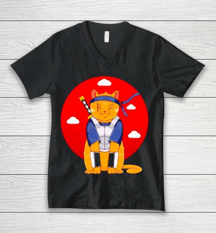 Shinobi Cat Blood Moon Vintage Unisex V-Neck T-Shirt