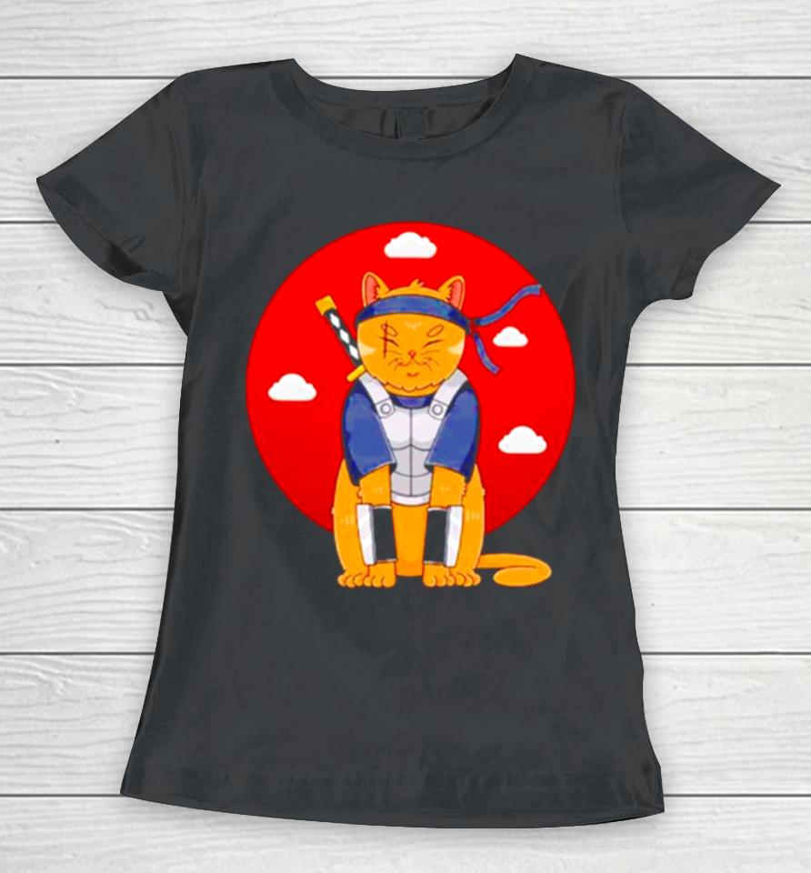 Shinobi Cat Blood Moon Vintage Women T-Shirt
