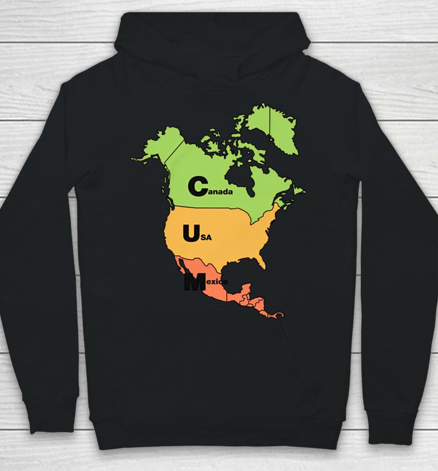 Shirts That Go Hard Cum Map (Canada, Usa And Mexico) Hoodie