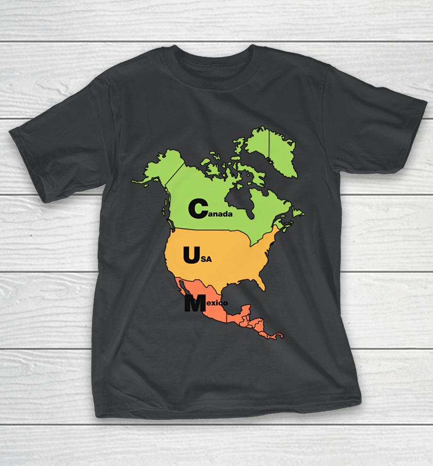 Shirts That Go Hard Cum Map (Canada, Usa And Mexico) T-Shirt