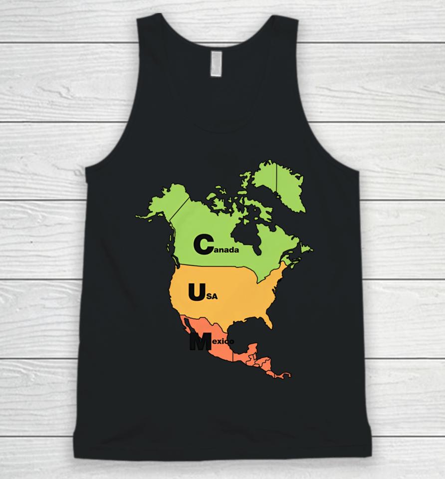 Shirts That Go Hard Cum Map (Canada, Usa And Mexico) Unisex Tank Top