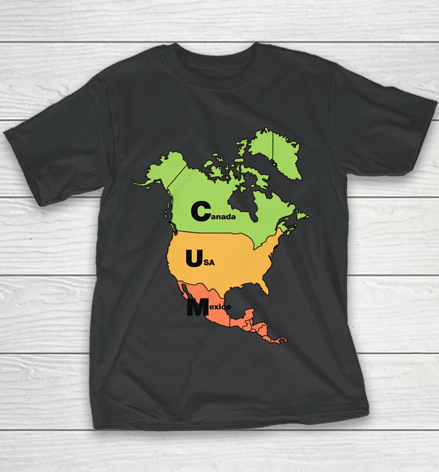 Shirts That Go Hard Cum Map (Canada, Usa And Mexico) Youth T-Shirt