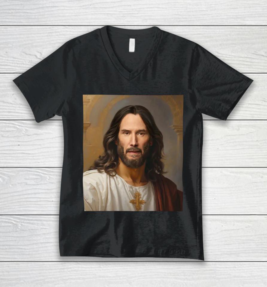 Shithead Steve Store Keanu Reeves Christ Unisex V-Neck T-Shirt